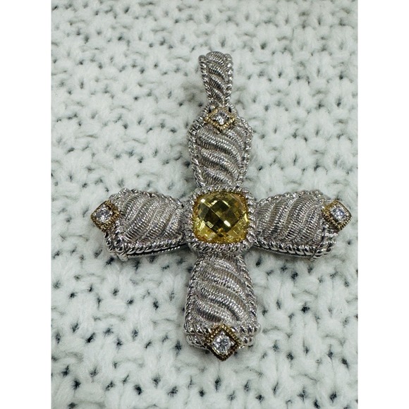 Judith Ripka Jewelry - Judith Ripka 925 CZ Thailand Cross Pendant Yellow Stone Sterling